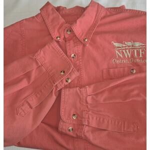 Wild Turkey Federation Mens Shirt XXL Coral Cotton Embroidered Turkey Hunting